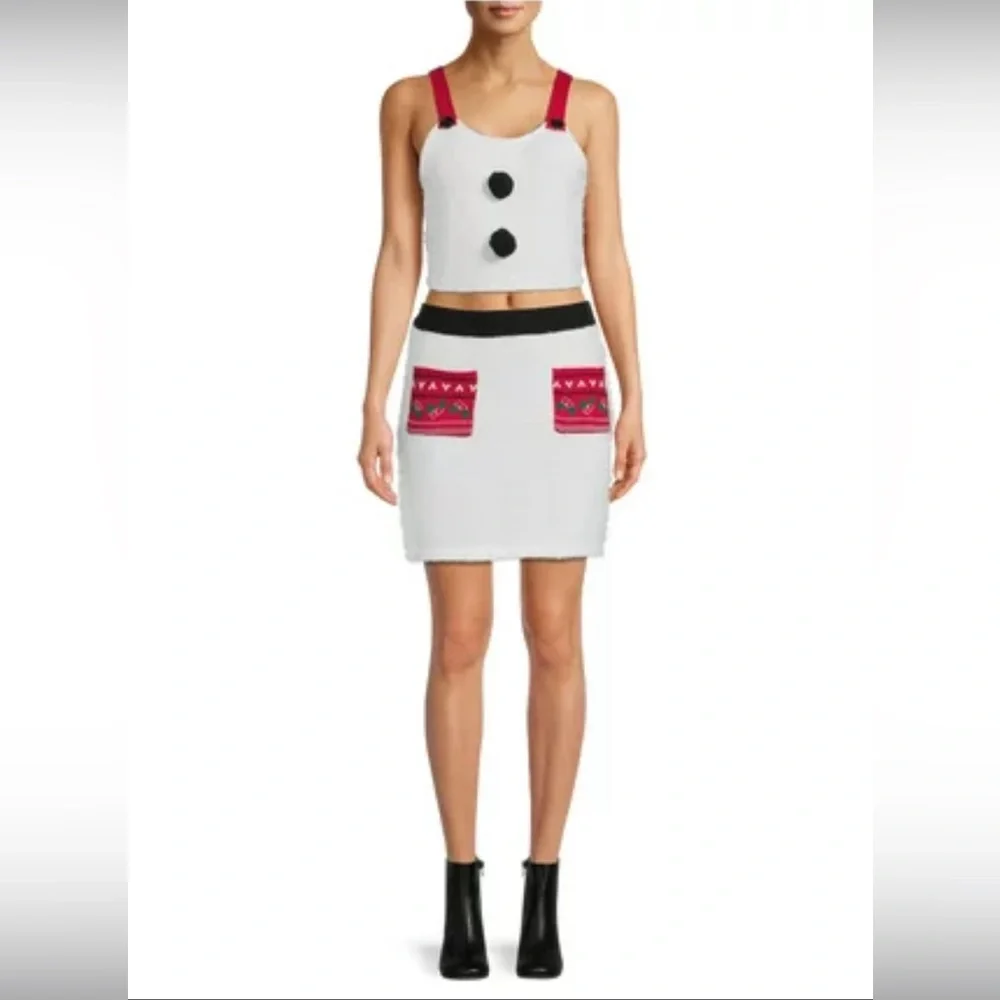 No Boundries Ladies Knit Christmas Top & Skirt Set, 2-Piece
